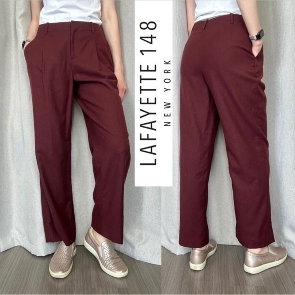 Lafayette 148 New York Straight-Leg Pants in Deep Burgundy